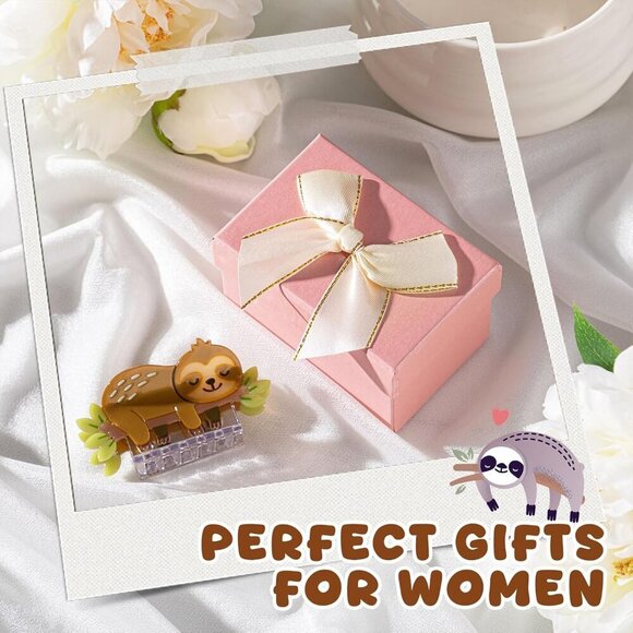 Cute Sloth Hair Clip Gift Set for Women and Girls with Pink Box main image 5